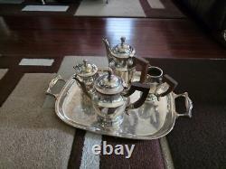 5-Piece French Silver Tea / Coffee Set French Art Deco Style including Tray