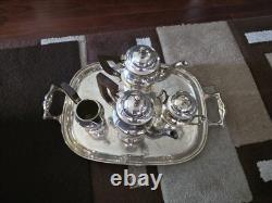 5-Piece French Silver Tea / Coffee Set French Art Deco Style including Tray