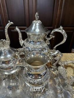 5 Piece Goldfeder Silver Co. Footed Coffee/Tea Service With Silver Plate Grapes