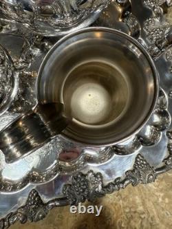 5 Piece Goldfeder Silver Co. Footed Coffee/Tea Service With Silver Plate Grapes