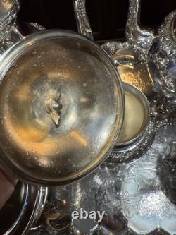 5 Piece Goldfeder Silver Co. Footed Coffee/Tea Service With Silver Plate Grapes