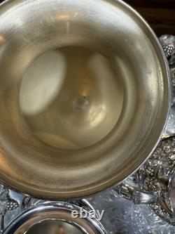 5 Piece Goldfeder Silver Co. Footed Coffee/Tea Service With Silver Plate Grapes