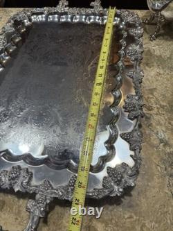 5 Piece Goldfeder Silver Co. Footed Coffee/Tea Service With Silver Plate Grapes