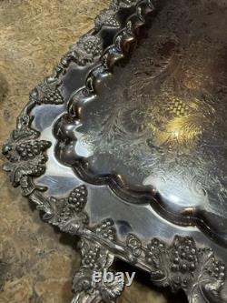 5 Piece Goldfeder Silver Co. Footed Coffee/Tea Service With Silver Plate Grapes