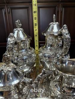5 Piece Goldfeder Silver Co. Footed Coffee/Tea Service With Silver Plate Grapes