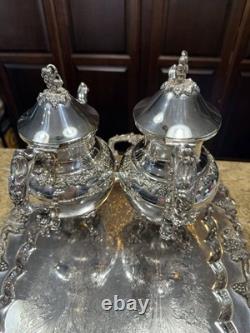 5 Piece Goldfeder Silver Co. Footed Coffee/Tea Service With Silver Plate Grapes