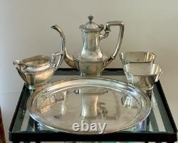 5 Piece International Silver Tea Set Silver Soldered Silver Plate High Quality