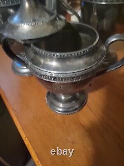 5 Piece Set Antique Meridian B. Co. Silver Plate Sugar, Creamer, Tea & Coffee