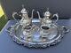 5 Piece Towle Silverplate Ornate Victorian Repousse Coffee & Tea Set Withtray