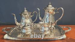 5 Piece Vintage Gorham Newport YB301-304 Silverplate Tea/coffee Set With Tray