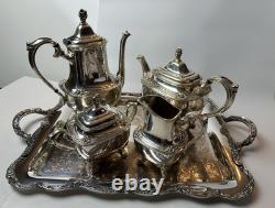 5 pc Daffodil Pattern 1847 Rogers Bros Silver Plate Tea & Coffee Service Set