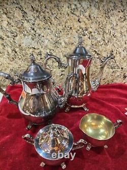 5-pc set Wallace Baroque silver plate tea set and coffee service