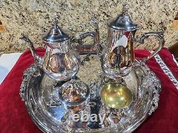 5-pc set Wallace Baroque silver plate tea set and coffee service