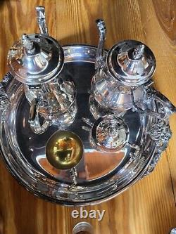 5-pc set Wallace Baroque silver plate tea set and coffee service