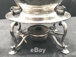 5 piece silver soldered antique english tea set with crest mark SILENTIO