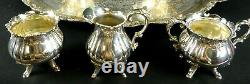 6 PC Wallace BAROQUE Silverplate Tea Coffee Set Tray Pots Sugar Creamer Etc