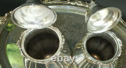 6 PC Wallace BAROQUE Silverplate Tea Coffee Set Tray Pots Sugar Creamer Etc