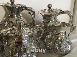 6 Pc Flowers Mermod Jaccard Tea Coffee Set Quadruple Plate