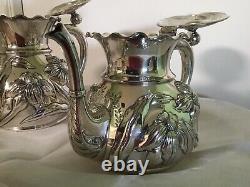 6 Pc Flowers Mermod Jaccard Tea Coffee Set Quadruple Plate