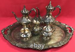 6 Pc KING FRANCIS COFFEE & TEA SET with TRAY Rococo Reed & Barton No Monogram