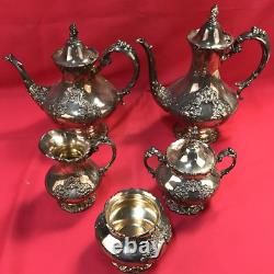 6 Pc KING FRANCIS COFFEE & TEA SET with TRAY Rococo Reed & Barton No Monogram