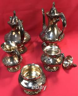 6 Pc KING FRANCIS COFFEE & TEA SET with TRAY Rococo Reed & Barton No Monogram