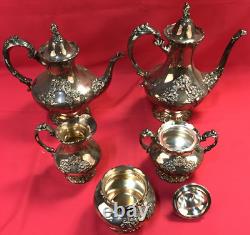6 Pc KING FRANCIS COFFEE & TEA SET with TRAY Rococo Reed & Barton No Monogram