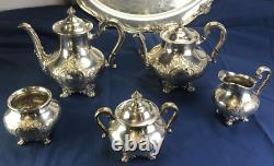 6 Pc Reed & Barton REGENT Silverplated Coffee Tea Set 5605C3 No Mono NICE