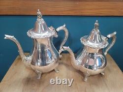 6 pc Antique Genuine WALLACE La Reine 1100 Silver Plated Tea Coffee Set with Tray