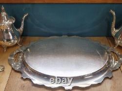 6 pc Antique Genuine WALLACE La Reine 1100 Silver Plated Tea Coffee Set with Tray