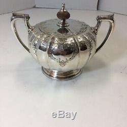 6 piece Reed & Barton EP Silver Windsor Castle Tea & Coffee Set & unmatched tray