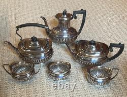 6 piece Silver Plate & Ebony Cheltenham Sheffield England Tea Coffee Set