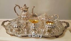 6pc Oneida Community Silver Sheffield Melon Shape Coffee & Tea Set Never Used