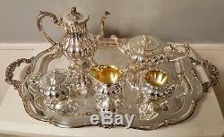 6pc Oneida Community Silver Sheffield Melon Shape Coffee & Tea Set Never Used