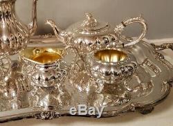 6pc Oneida Community Silver Sheffield Melon Shape Coffee & Tea Set Never Used