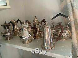 7 Antique/ Vintage Silver Plated Tea/coffee / Chocolate Pots