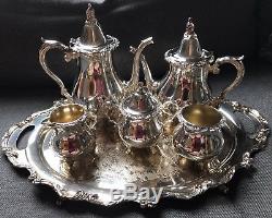 7-Piece Silver Plated Coffee/Tea Service Set with tray (Silverplate, Holloware)