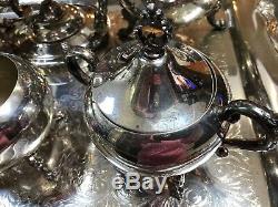 7 piece Silver on copper coffee and tea service set
