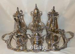 7pc Wm Rogers Towle Silverplate Tea Set 3 Pots 2 Creamers 1 Sugar + Large Tray