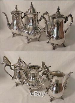 7pc Wm Rogers Towle Silverplate Tea Set 3 Pots 2 Creamers 1 Sugar + Large Tray