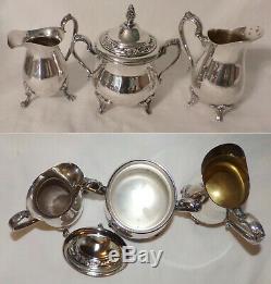 7pc Wm Rogers Towle Silverplate Tea Set 3 Pots 2 Creamers 1 Sugar + Large Tray