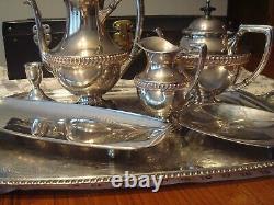 9 Pc Tea Coffee Service Fiesta Oneida Crescent 2950 B. Rogers Silver Co. Academy