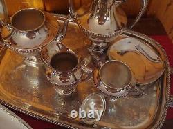 9 Pc Tea Coffee Service Fiesta Oneida Crescent 2950 B. Rogers Silver Co. Academy