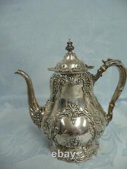 AMAZING GORHAM STERLING MONOGRAMMED TEA SET, CIRCA 1900, withSILVER PLATE TRAY