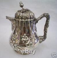 AMERICAN COIN SILVER 5-PC TEA SET, MATCHING S/PLATE TRAY, BOSTON, c. MID-1800's