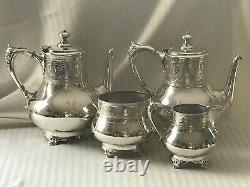 ANTIQUE1865 VICTORIAN AESTHETIC SILVER PLATECOFFEE & TEA Pots/Sugar/Creamer