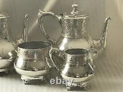 ANTIQUE1865 VICTORIAN AESTHETIC SILVER PLATECOFFEE & TEA Pots/Sugar/Creamer