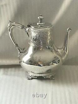 ANTIQUE1865 VICTORIAN AESTHETIC SILVER PLATECOFFEE & TEA Pots/Sugar/Creamer