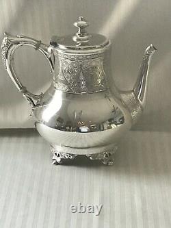 ANTIQUE1865 VICTORIAN AESTHETIC SILVER PLATECOFFEE & TEA Pots/Sugar/Creamer