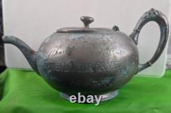 ANTIQUE 1800s Chamberlain & Co's SILVER AND RYE Teapot Silver Plated RARE